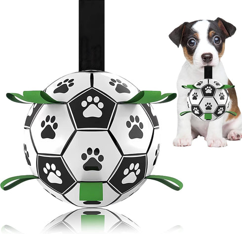 Dog Toys Soccer Ball - Interactive Tug of War, Puppy Birthday Gifts, Durable Dog Balls for Small & Medium Dogs (6 inch)