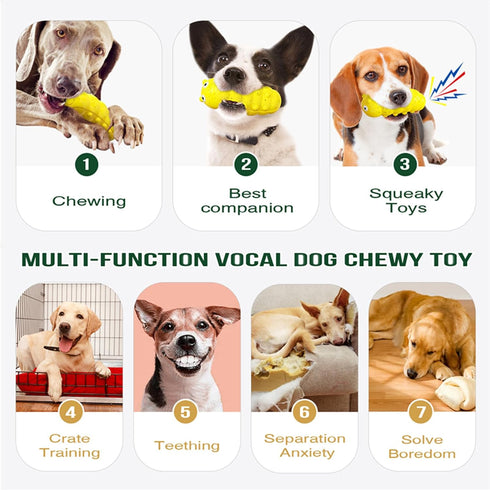 Indestructible Squeaky Dog Chew Toys for Aggressive Chewers, Tough Durable Food Grade Toys for Medium Large Breeds