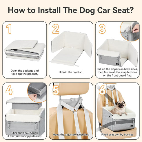 35 lbs Dog Car Seat for Small Dogs Patented Safety Buckle, Booster Seat with Safety Leash, Travel Car Seats for Dogs Up