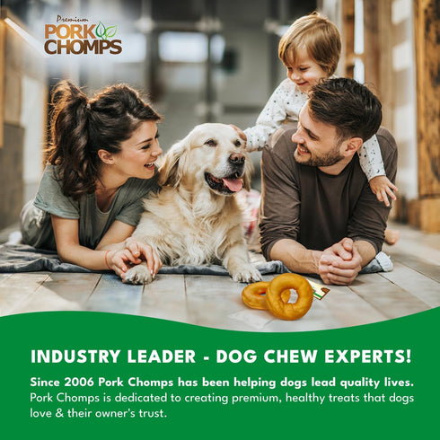 3 Inch 2 Count, Pack 2 Pork Chomps Roasted Pork Skin Dog Chews, Donuts, Real Chicken, of - Long-Lasting Treats for Dogs