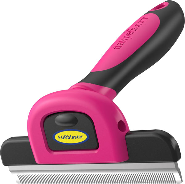 DakPets Stainless Steel Pet Deshedding Tool - Grooming Brush for Cats and Dogs, Pink, 4 inches.