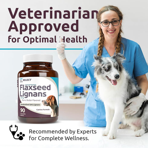 K9 Select Concentrated Flaxseed Lignans for Dogs, 20mg 90 Tablets, Peanut Butter Flavored Chewable
