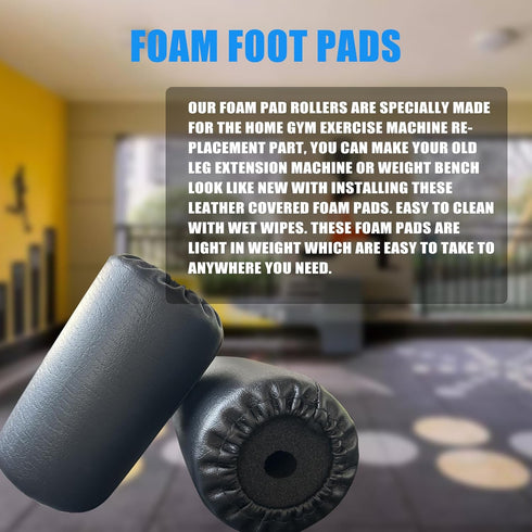 High Density Foam Roller, Replacement Foam Foot Pads for Home Gym Exercise Machines, Leather 7’’