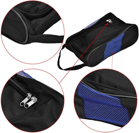 Zerone Portable Golf Shoes Bag with Pocket, Breathable Dust-Proof Storage Organiser, Unisex Zippered Shoe Bag for