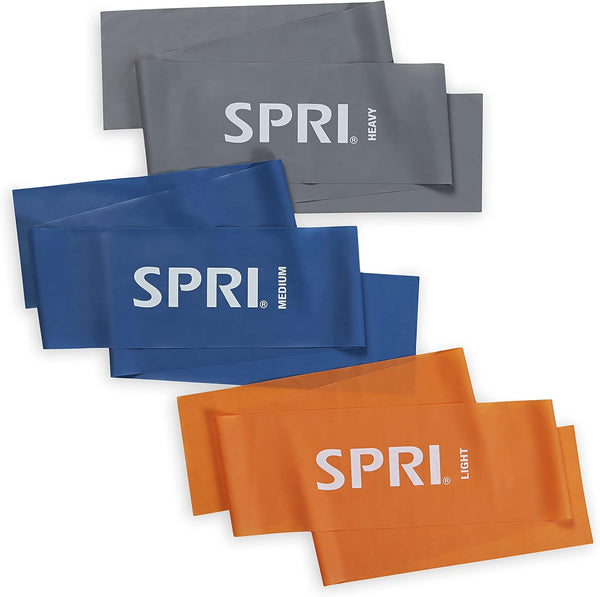SPRI Flat Bands 3-Pack, Resistance Band Kit Set with 3 Levels for Strength Training and Body Workout