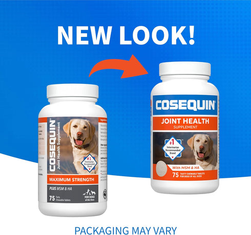 75 Count Nutramax Cosequin for Dogs Joint Health Supplement, Contains Glucosamine for Dogs, Plus Chondroitin, MSM