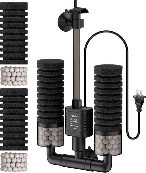Pawfly Aquarium Sponge Filter, 70 GPH Fish Tank Filter, 3 W Submersible