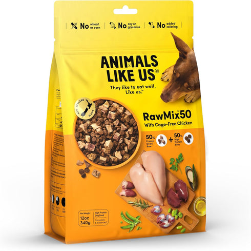 RawMix50 Freeze-Dried Raw Cage-Free Chicken Recipe Dog Food, Protein Rich, Non-GMO, 12 oz
