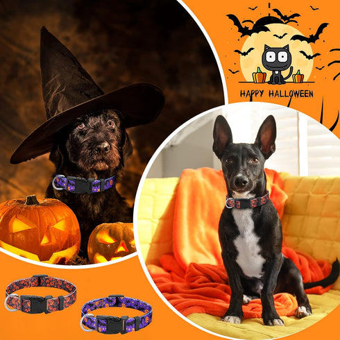 Buryeah 9 Pcs Holiday Dog Collars - Adjustable Fall Autumn Halloween Thanksgiving Christmas Collars for Large Dogs