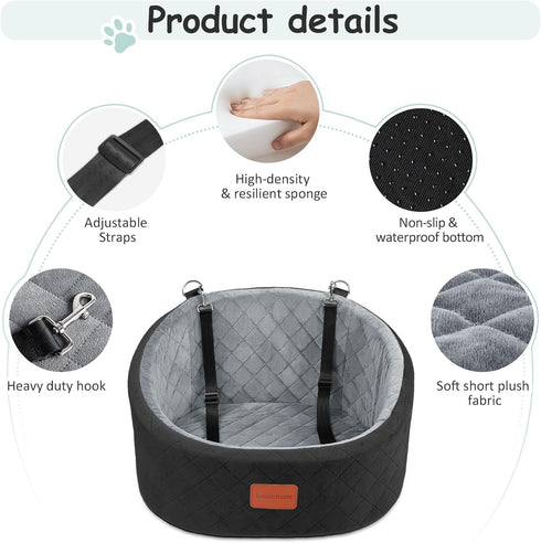 30 Lbs,Ultra Ride,2 Lealchum Dog Car Seat for Small Dogs Up to Soft Fabric Fill in Comfy Memory Foam,Happy Pet Safety