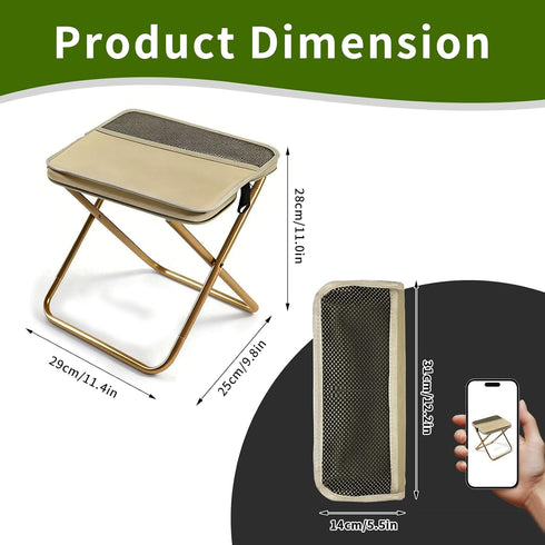MealFlow Pro Backpack Portable Foldable Stool, Pocket Chair Camping Fishing Stool, Mini Outdoor Camping Stools Sling
