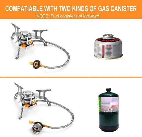 WADEO Camping Gas Stove, 3700W Portable Backpacking Burner with Piezo Ignition and Carrying Case