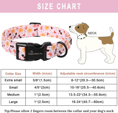ARING PET Summer Dog Collar, Lightweight Cotton Adjustable Puppy Collars with Quick Release Buckle for Small Medium