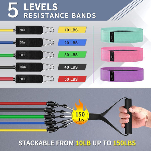 WHATAFIT Resistance Bands - Exercise Bands with Handles for Men and Women, Strength Training Home Gym Equipment