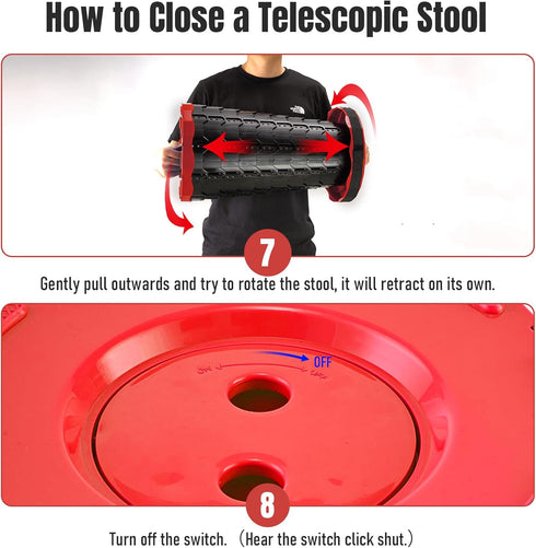 1pack) Doseno Upgraded Foldable Stool Thickened, Portable Collapsible Stool Retractable Stool for Fishing, Hiking