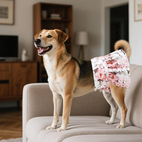 3 Pack QBD18XL CuteBone Female Dog Diapers with Skirts Reusable Puppy Dresses Pants for Heat Cycle Period