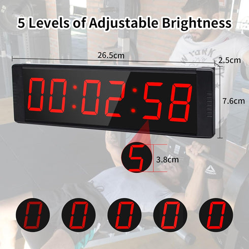Countdown 12/24H Gym Timer Portable Gym Clock with Start/Stop Button,Interval Timers Stopwatch Timer Remote Control