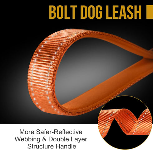 OneTigris BOLT Short Traffic Dog Leash for Small, Medium, Large Dogs (Orange, S)