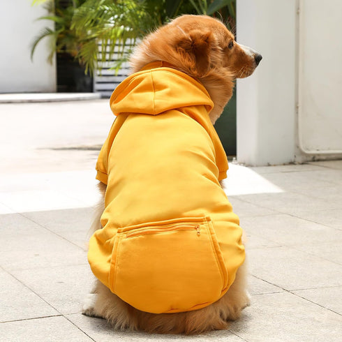 Yellow Dog Sweatshirt with Pocket - Warm Hoodie for Large Dogs and Cats, 2PCS Fall Pullover Apparel, 2XL