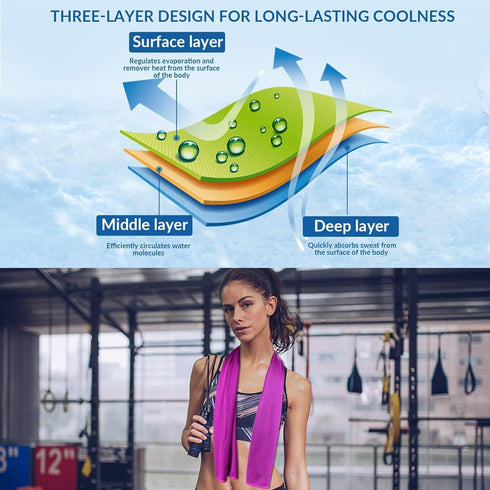 Sukeen Cooling Towel (40"x12"), Microfiber Soft Breathable Chilly Towel for Yoga, Golf, Gym, Camping, Running, Workout