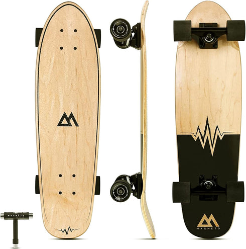 Magneto Complete Skateboard - 27.5" x 7.5" | 6-Layer Canadian Maple Double Kick Concave Deck | Kids Skateboard Cruiser