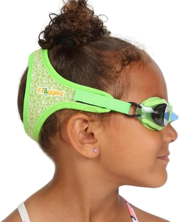Frogglez Anti-Fog Swimming Goggles for Kids under 10 - Recommended by Swim Instructors, Premium Pain-Free Strap