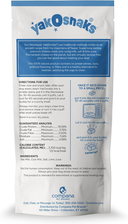 Dinovite YakoSnaks - Himalayan Yak Chews for Dogs - Long Lasting and Low Odor Yak Cheese Dog Chews (Small Dogs)