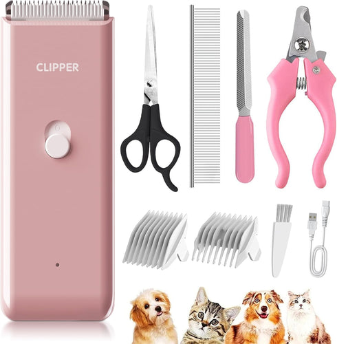 Pink Dog Cat Clippers, Home Professional Cordless Cat Grooming Tools for Dog