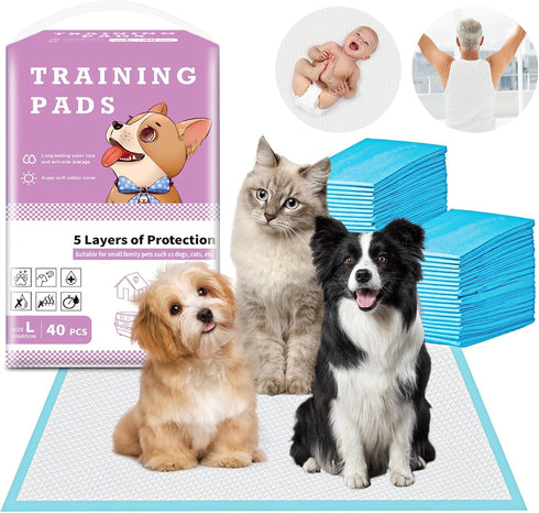 40 Count 24"X24" Disposable Puppy Pads - Super Absorbent & Leak-Proof Quick-Dry Underpads for Dogs