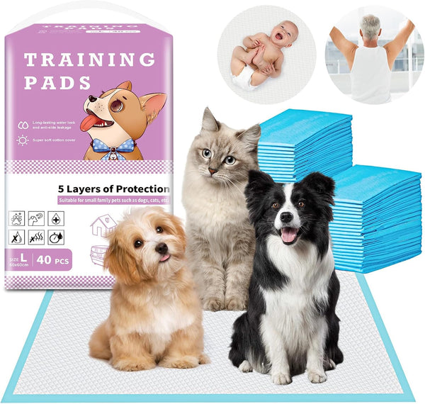 40 Count 24"X24" Disposable Puppy Pads - Super Absorbent & Leak-Proof Quick-Dry Underpads for Dogs