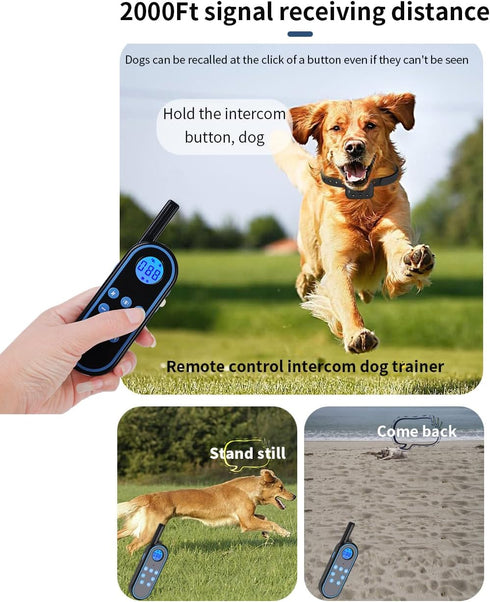 Voice Intercom Dog Training Collar, Rechargeable Shock Collar with Remote for Small, Medium & Large Dogs