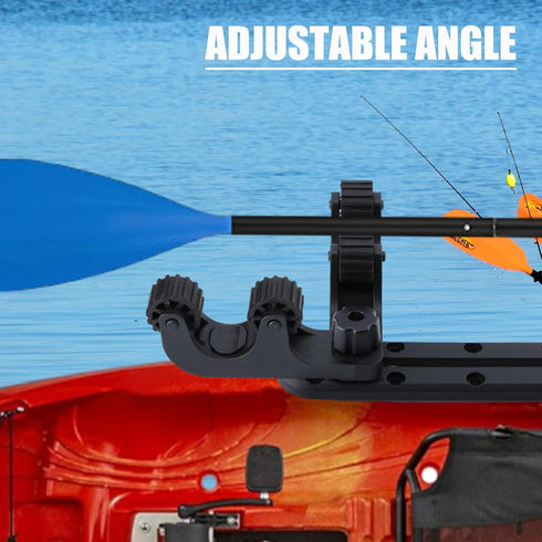 Offset Kayak Paddle Holder, Pack of 2 Track Mount Accessories with Longer Threads Bolts for Fishing