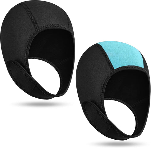 Jecery 2 Pcs Neoprene Diving Hood, Thermal Wetsuit Cap with Chin Straps for Men Women, Snorkeling Surf Beanie
