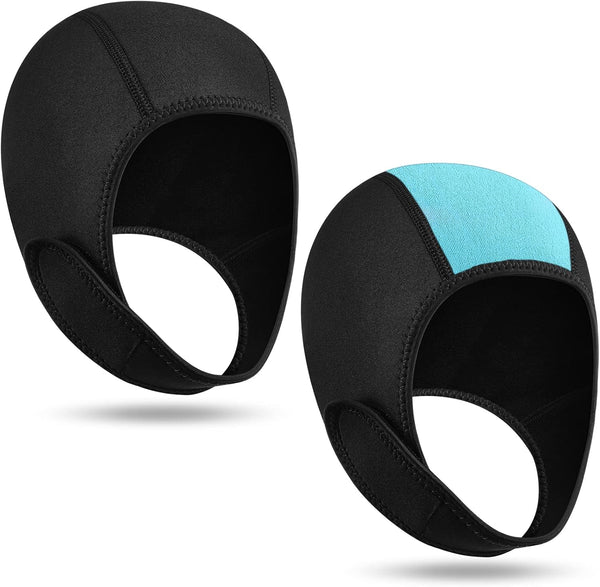 Jecery 2 Pcs Neoprene Diving Hood, Thermal Wetsuit Cap with Chin Straps for Men Women, Snorkeling Surf Beanie