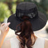 Women's Summer Beach Hat, Wide Brim Outdoor UV Protection Packable Mesh Bucket Hat with Ponytail Hole