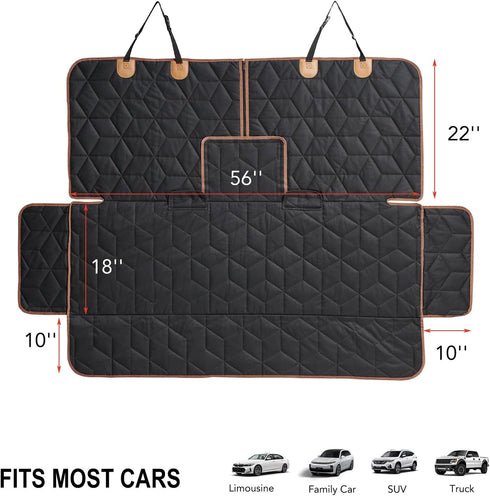 Petiza Dog Car Seat Cover for Back Seat, Heavy-Duty Non-Slip Waterproof Car Bench Protector for Pets,Compatible