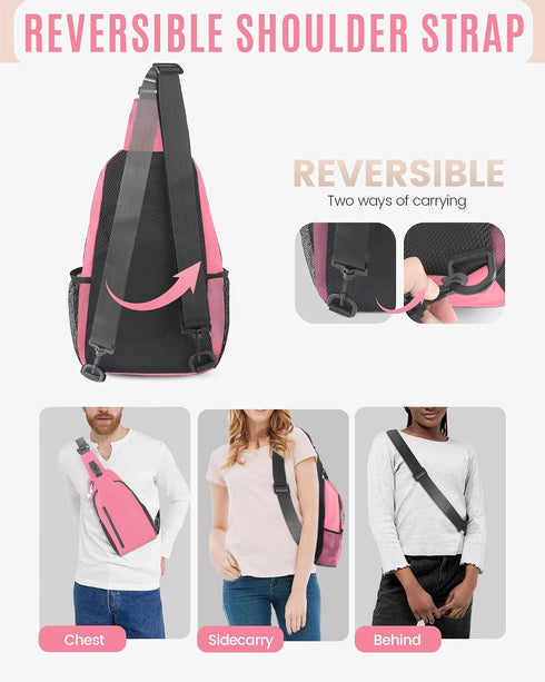 HESEE Backpack, Crossbody Sling Bag for Women & Men, Waterproof Sling Lightweight Shoulder Chest Bag for Hiking, Travel