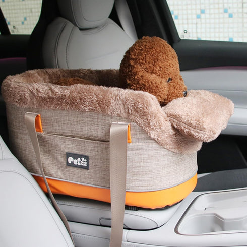 PET FANG FANG 10 lbs) Pet Car Center Console Elevated Armrest Car Seat for Small Puppy, Dogs & Cats (Up to Dark Gray