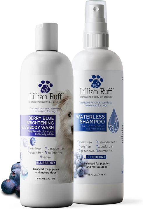 Lillian Ruff PRO Formula Berry Blue Brightening Dog Shampoo + Blueberry Waterless