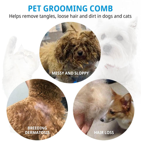 Multifunction Stainless-Steel Fine-Tooth Grooming Comb for Dog Cat - Pet Steel Combs Dandruff Comb Tool