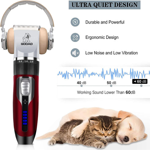 Trimmer,Cordless,Low Trimmer Dog Clippers Grooming Kit and Paw Noise, Electric Quiet,Rechargeable, Dog Grooming, Pet