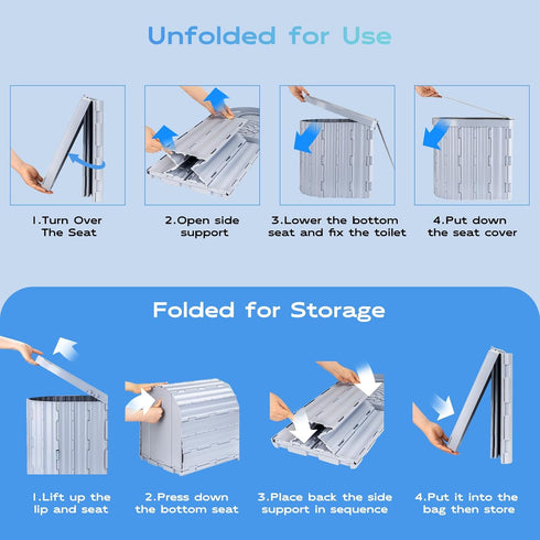Adults,15" Clirass Portable Camping Toilet for Portable Outdoor Folding Tall Toilet with Lid and Paper Holder,Compact