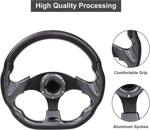 MOSNAI Golf Cart Steering Wheel or Adapter - Fits Club Car EZGO Yamaha, Universal D Shape Design