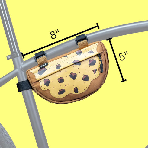Snack! Chocolate Chip Cookie Bike Bag Fun Bicycle Frame & Handlebar Bag with Adjustable Straps Mounts on Top Tubes