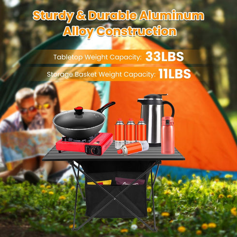 iMounTEK Lightweight Camping Table with Storage, Portable Folding Beach Table with Carry Bag for Travel, Picnic, BBQ (L)