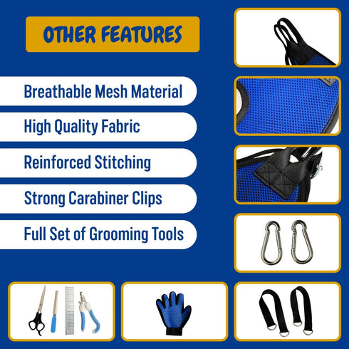 Generic Hammock Dog Grooming for Small Dogs - Pet Grooming Harness with Nail Clippers, Nail File, Scissors, Comb
