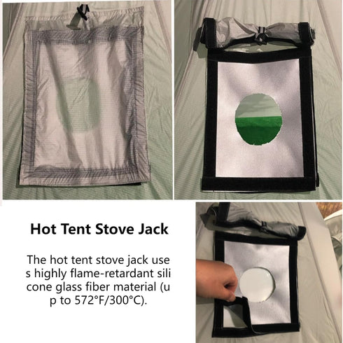 Hot Tent Stove Jack - 7.8" x 9" Square Fireproof Ring for Tents with Stove, Lightweight Silicone Material at 60g