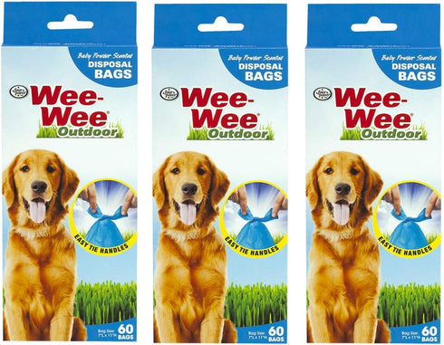 Four Paws 3 Pack of Wee-Wee Disposable Waste Bags, 60 Bags Per