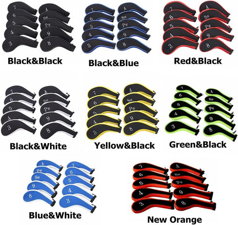 Sword & Shield Sports Neoprene Zipper Golf Club Iron Head Covers - 10pcs/Set