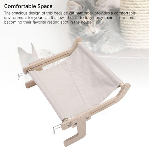 Phefop Hammock Cat Window Perch Modern Wooden Cat Foldable Pet Bed with Sturdy Structure for Windowsill Bedside Drawer